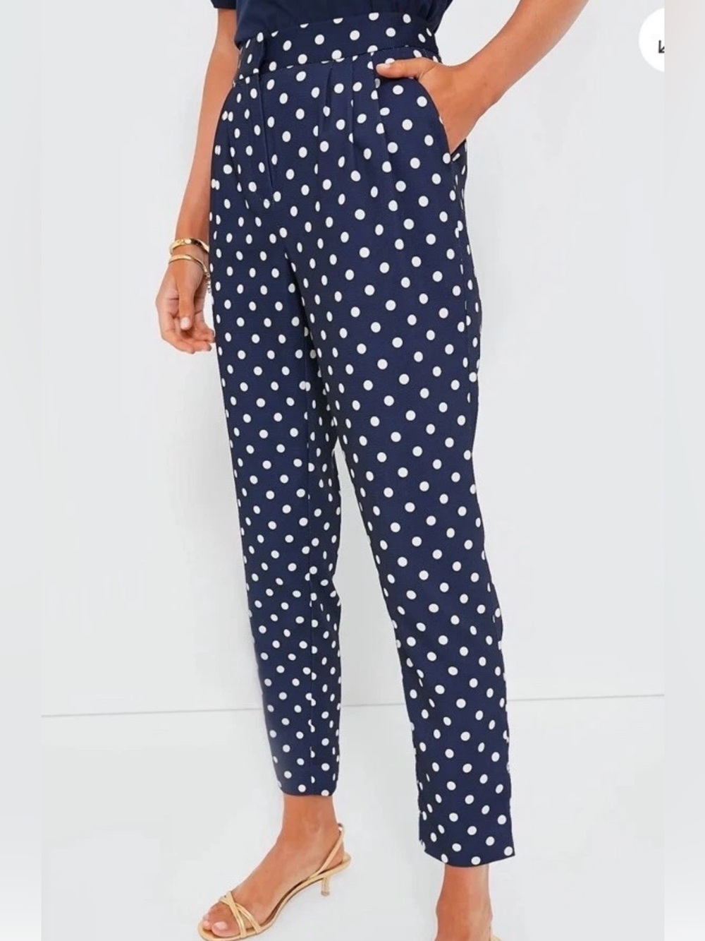 Tuckernuck Navy Polka Dot Straight-Leg Pants XL